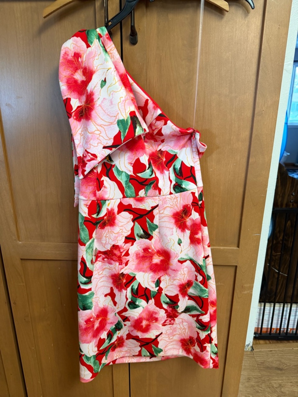 Shelby & Palmer Red Floral Dress with Green Accents